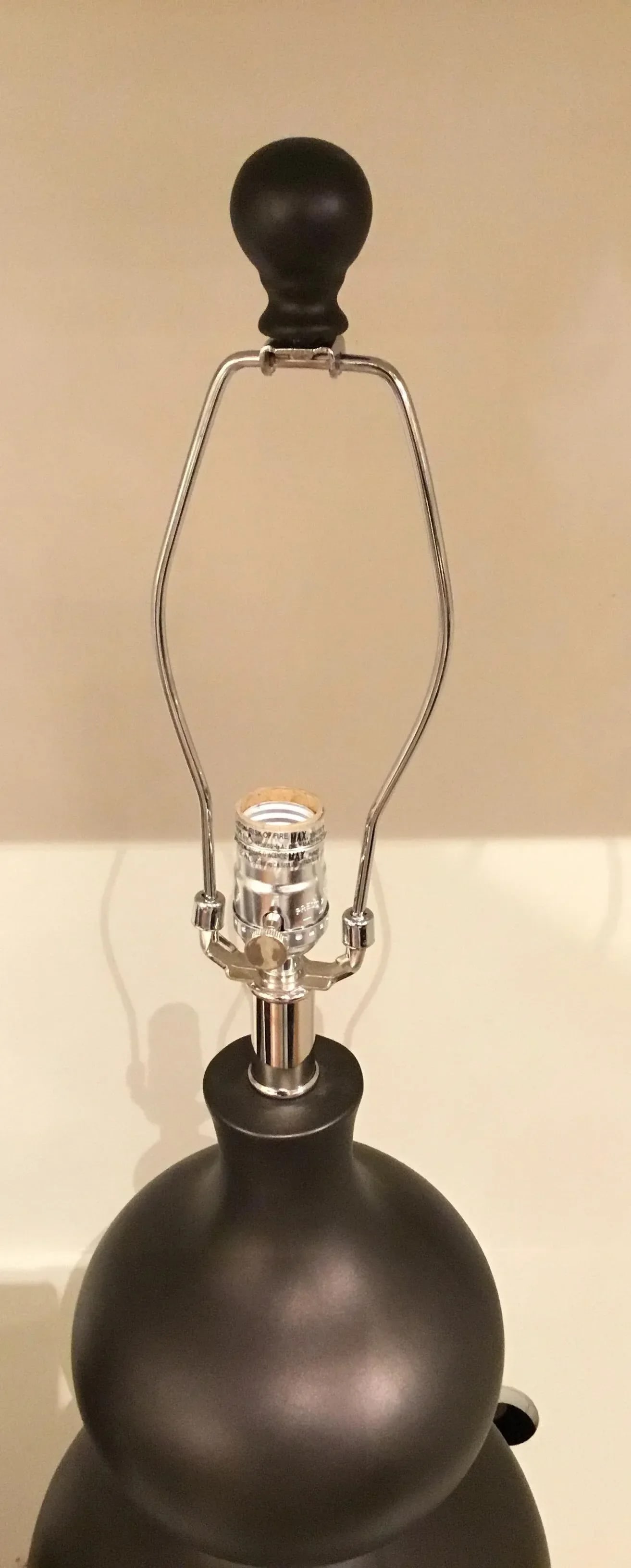 Modern Dark Metal Glaze Pair of Gourd Table Lamps - 4