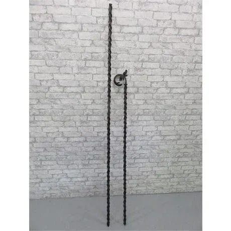 Art Deco Cast Iron Drape Curtain Spiral Rod Extra Long 146 Inch - 2