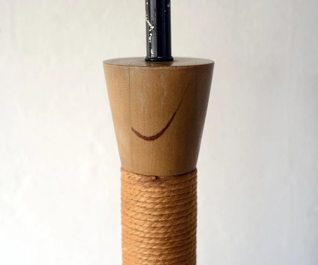 Vintage Mid-Century Modern Cork & Jute Table Lamp - 10