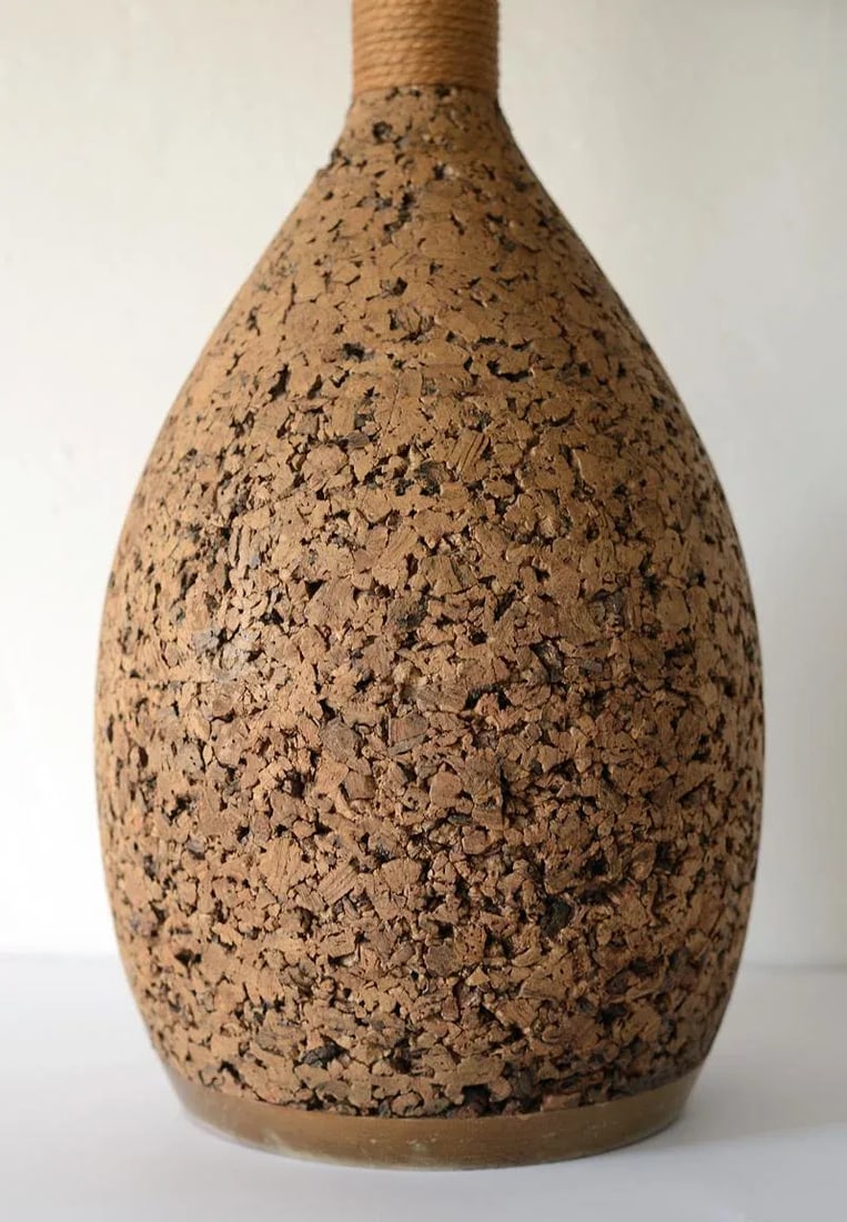 Vintage Mid-Century Modern Cork & Jute Table Lamp - 6
