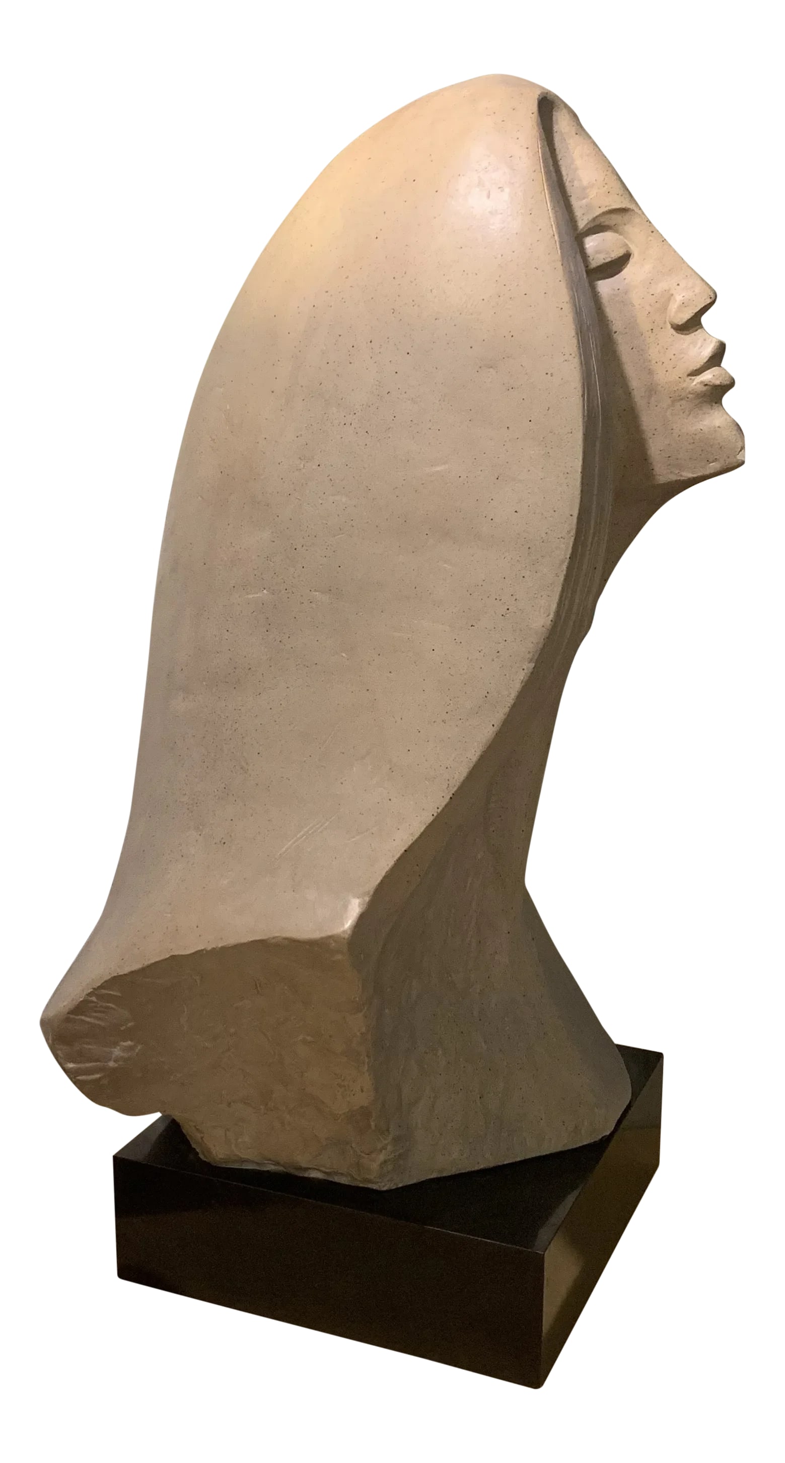 1980s Austin Productions Stargazer Sculpture: Awesome Mid-Century Modern stylized female bust sculpture titled Stargazer from Austin Productions by David Fisher, circa 1980s. She takes on a totally distinctive and amazing look from every directio