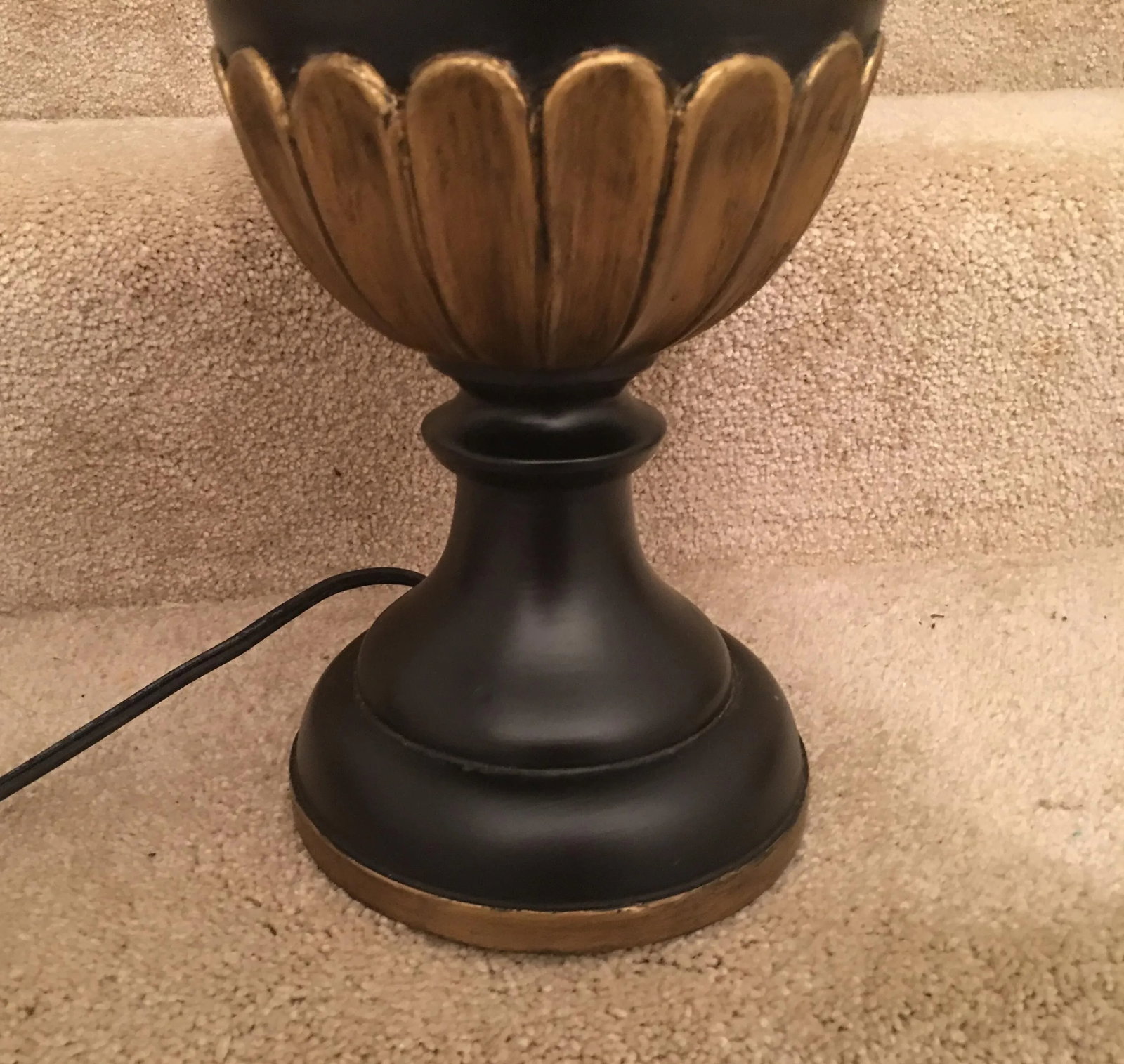 Hand-Carved Black Wooden Lamp - 6