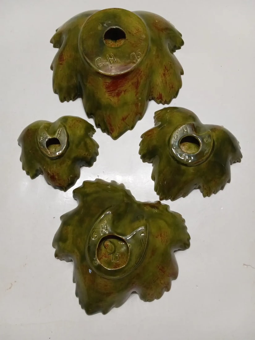 Vintage 1975 Hand Painted Glazed Fall Leaves Nesting Serving Dishes- Set of 4 - 7