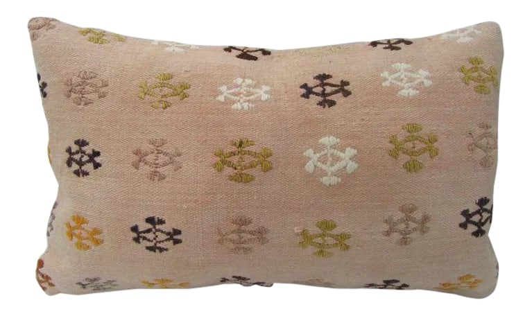 Turkish Embroidered Decorative Kilim Pillow - 20''W * 12''H: This is a pillow cover made from a vintage kilim rug. The piece was properly washed and ready to use. Pillow inserts not included. Condition: Alterations: Original Condition Unaltered Imperfections: