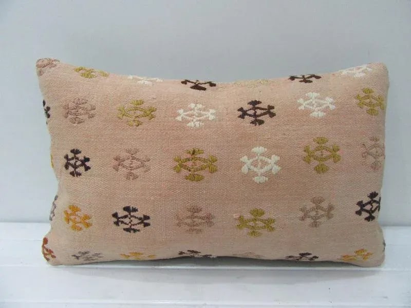 Turkish Embroidered Decorative Kilim Pillow - 20''W * 12''H - 4