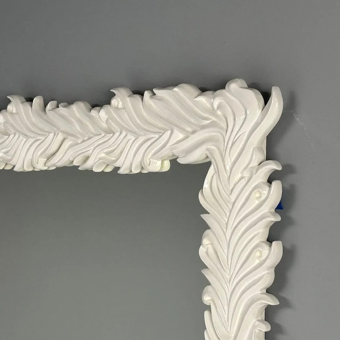Contemporary Serge Roche Style Rectangular White Lacquer Leaf Wall Mirrors- a Pair - 10