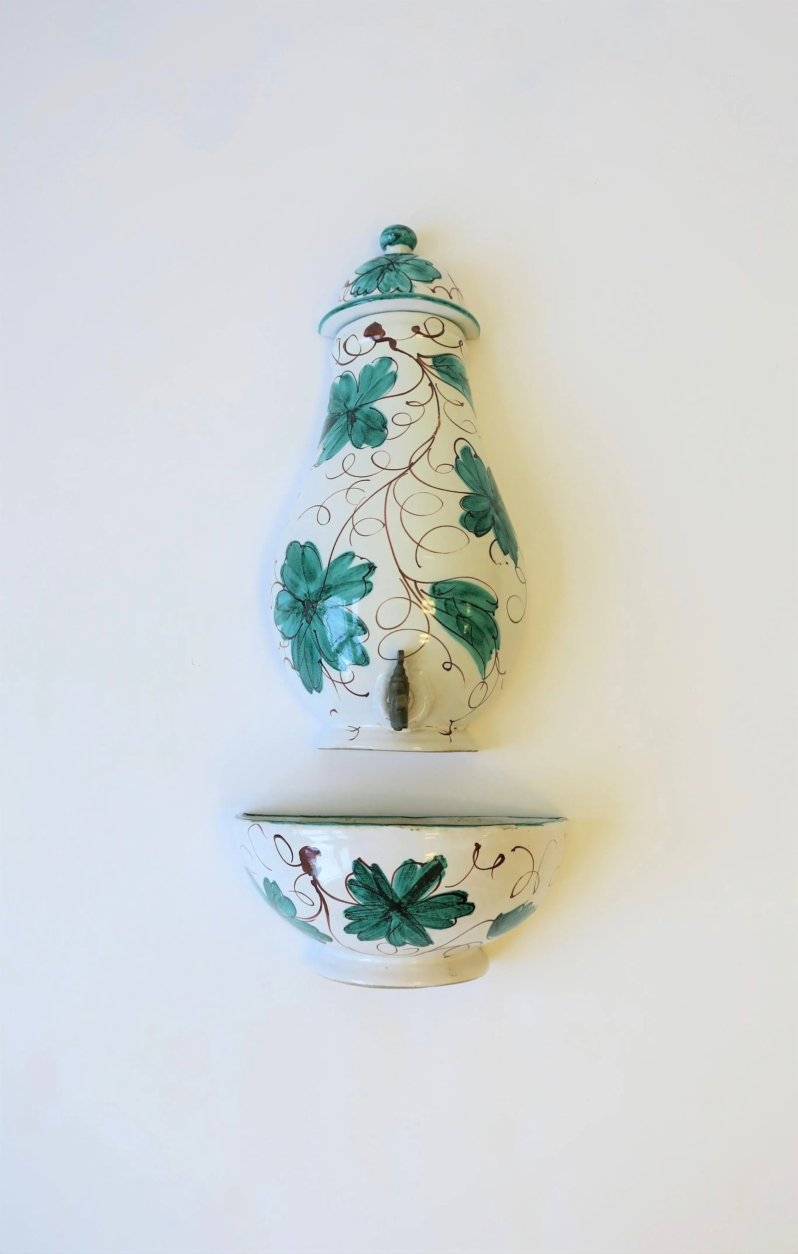 Italian Terracotta Ceramic Wall Fountain - 9