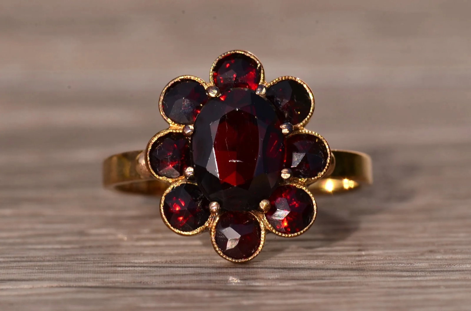 The St Augustine: Bohemian Rose Cut Garnet Ring in Yellow Gold - 2