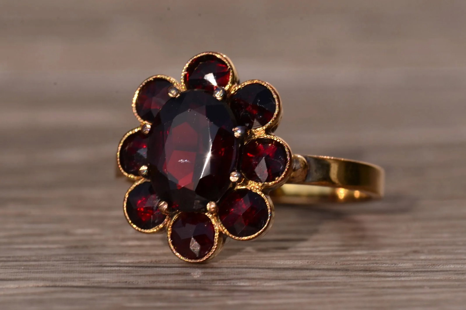 The St Augustine: Bohemian Rose Cut Garnet Ring in Yellow Gold - 3