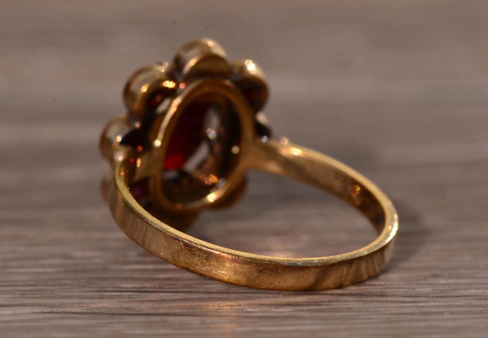 The St Augustine: Bohemian Rose Cut Garnet Ring in Yellow Gold - 4