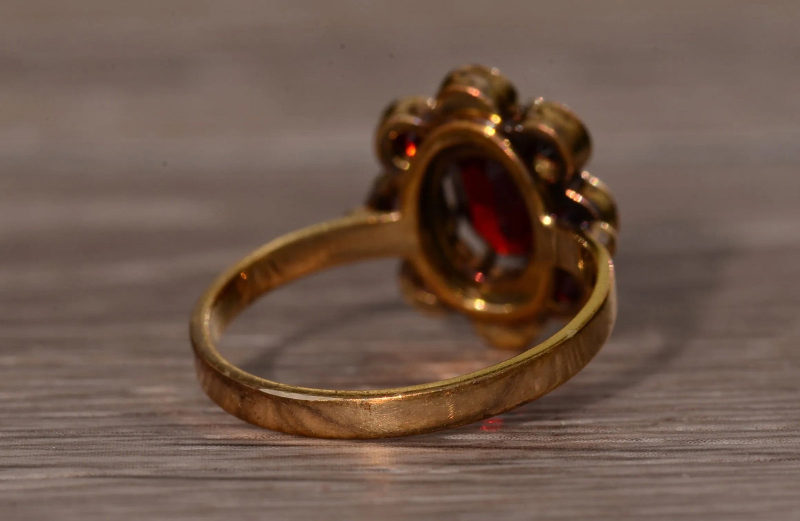 The St Augustine: Bohemian Rose Cut Garnet Ring in Yellow Gold - 5