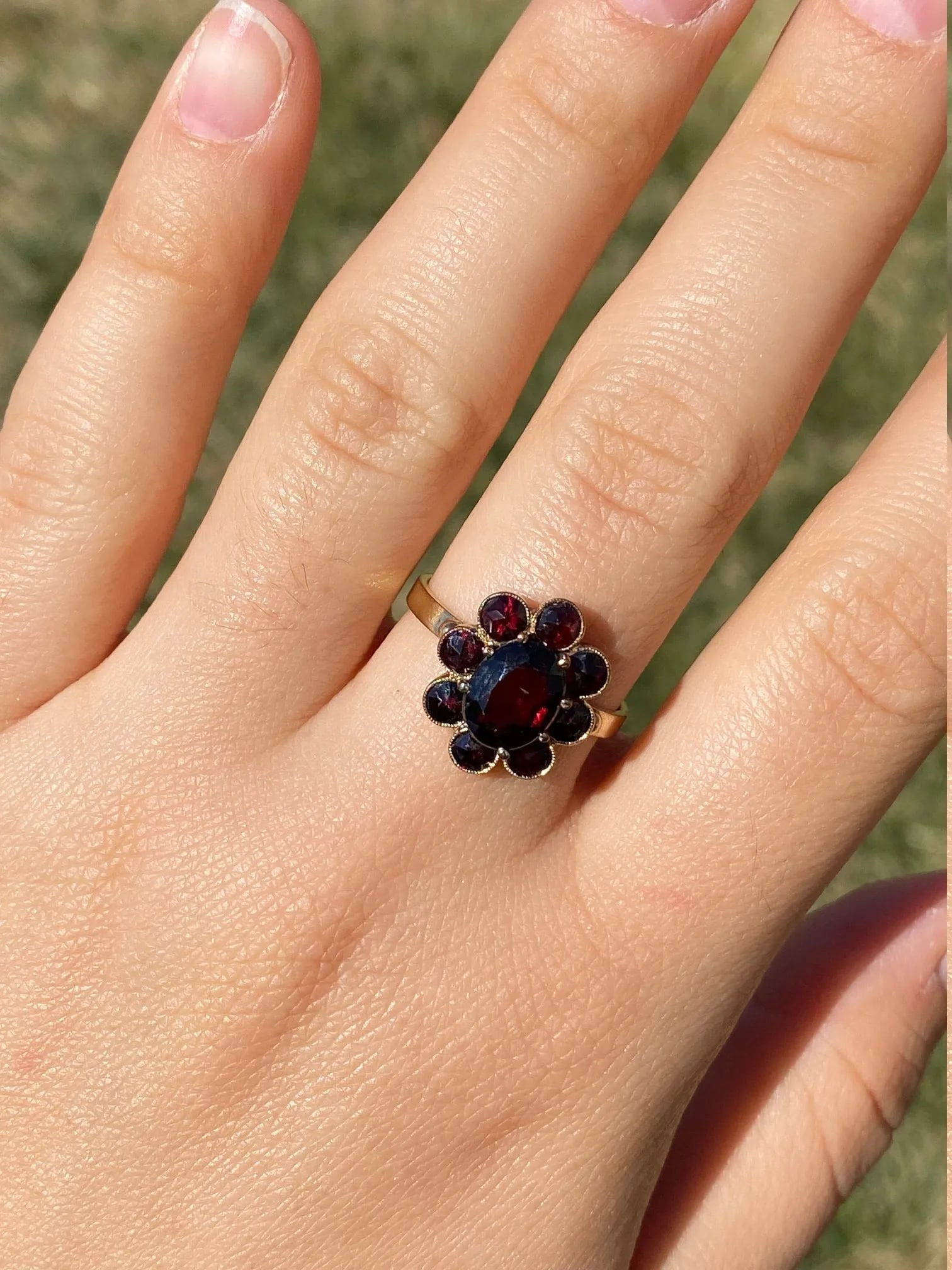 The St Augustine: Bohemian Rose Cut Garnet Ring in Yellow Gold - 7
