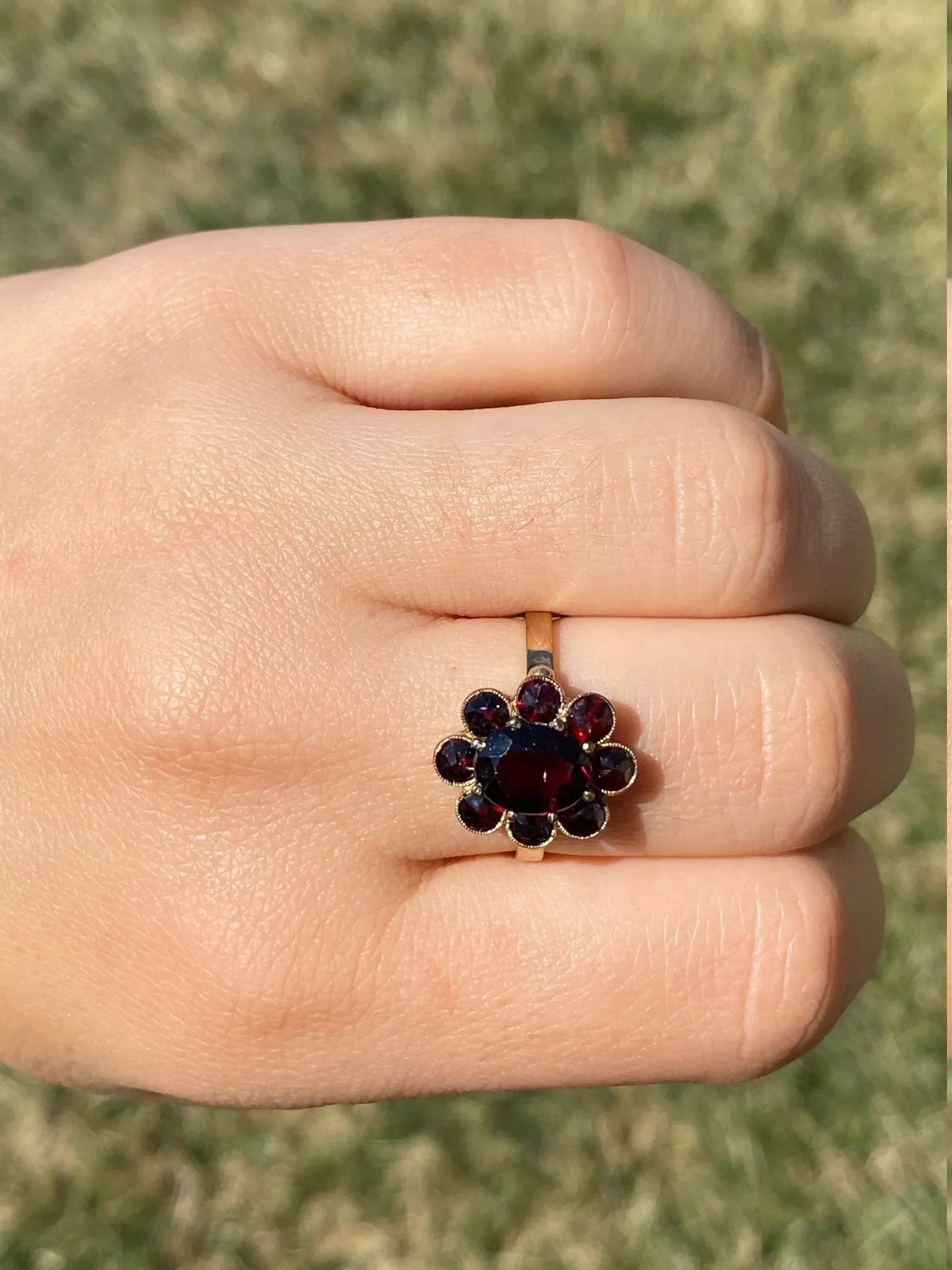The St Augustine: Bohemian Rose Cut Garnet Ring in Yellow Gold - 9
