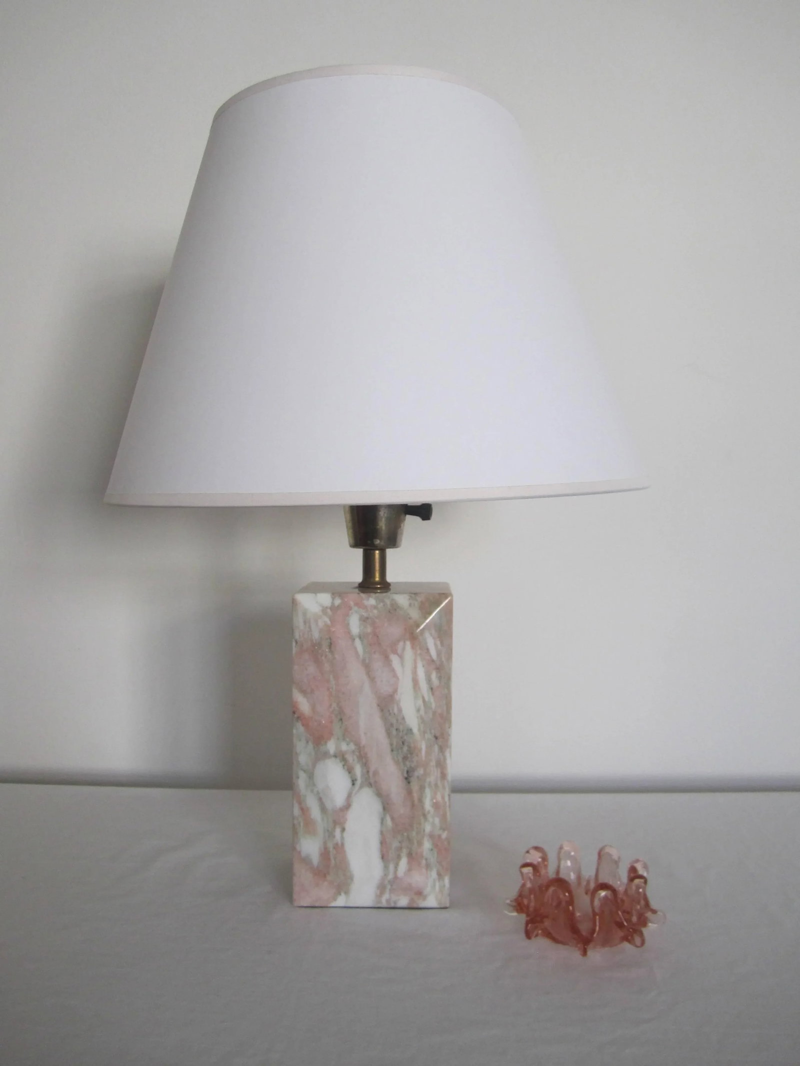 Modern Pink and White Solid Marble Desk or Table Lamp - 2