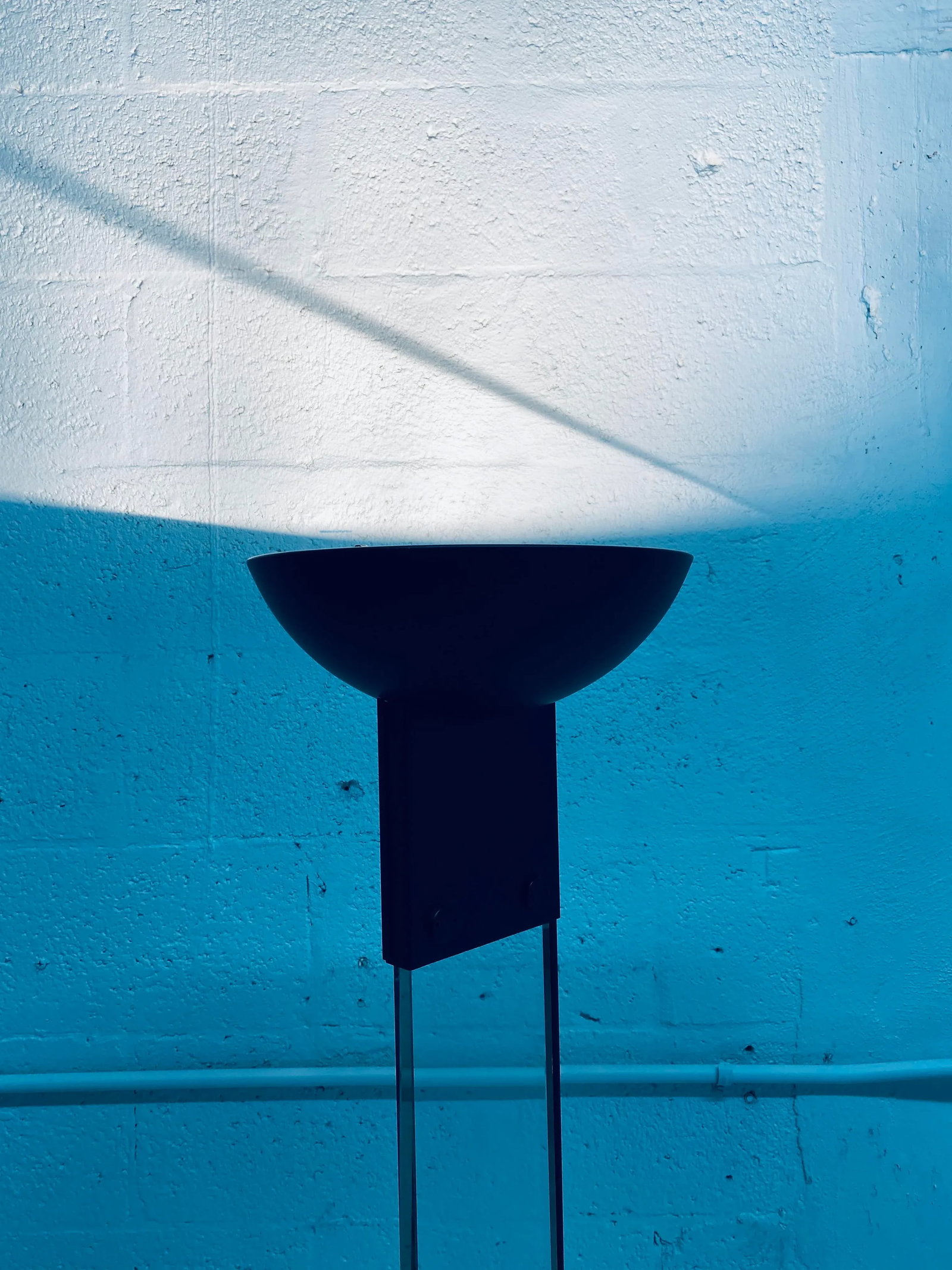 Vintage Black Steel and Glass Torchiere Floor Lamp - 11