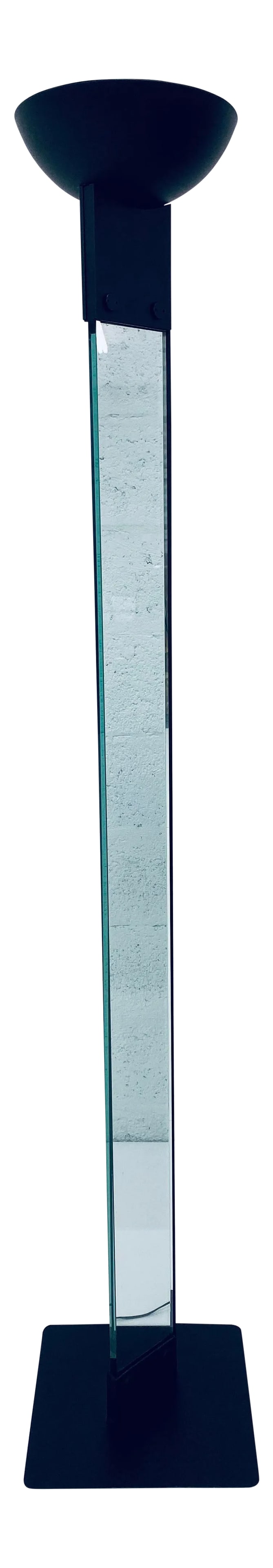 Vintage Black Steel and Glass Torchiere Floor Lamp (1 of 11)
