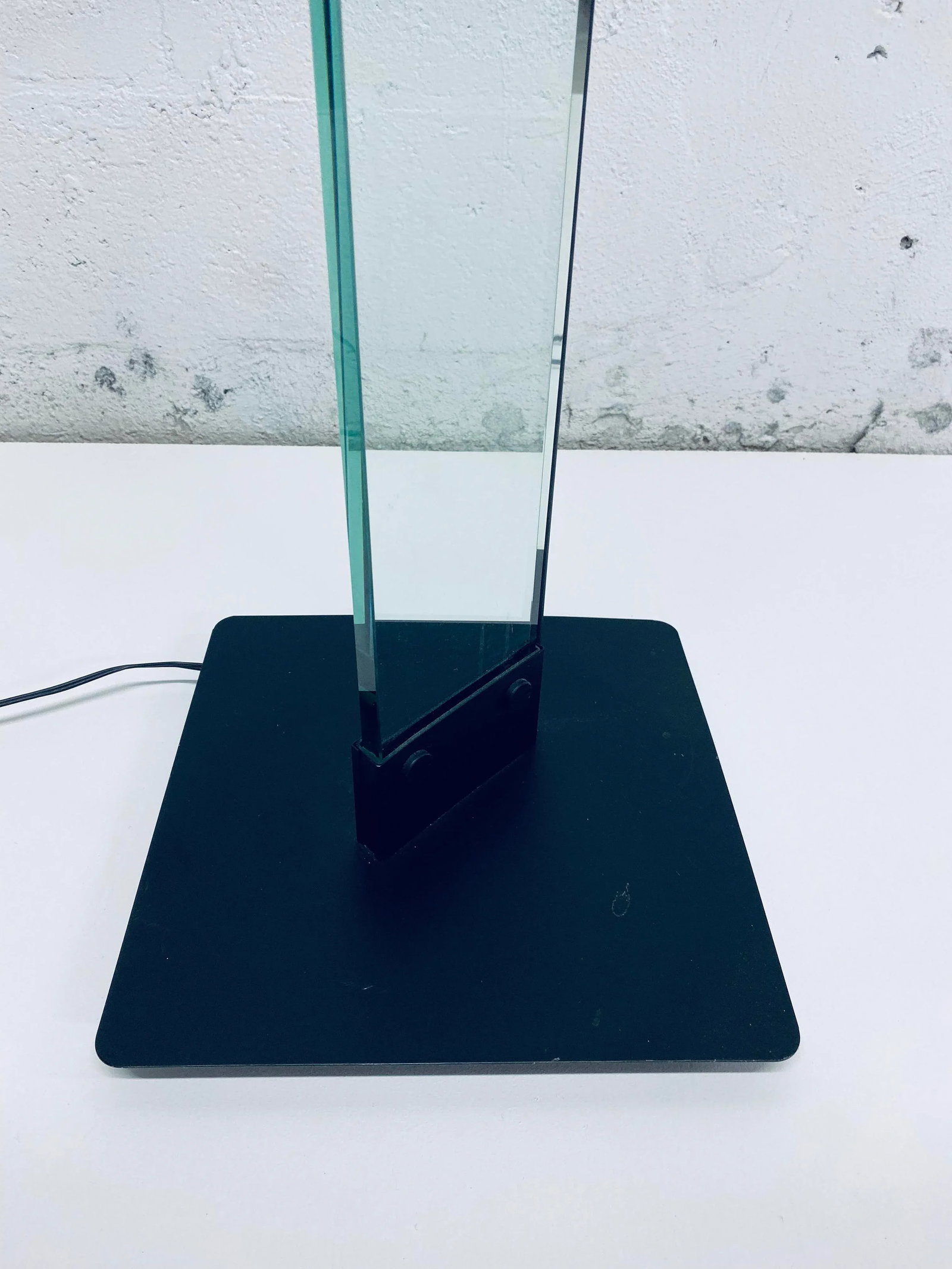 Vintage Black Steel and Glass Torchiere Floor Lamp - 5