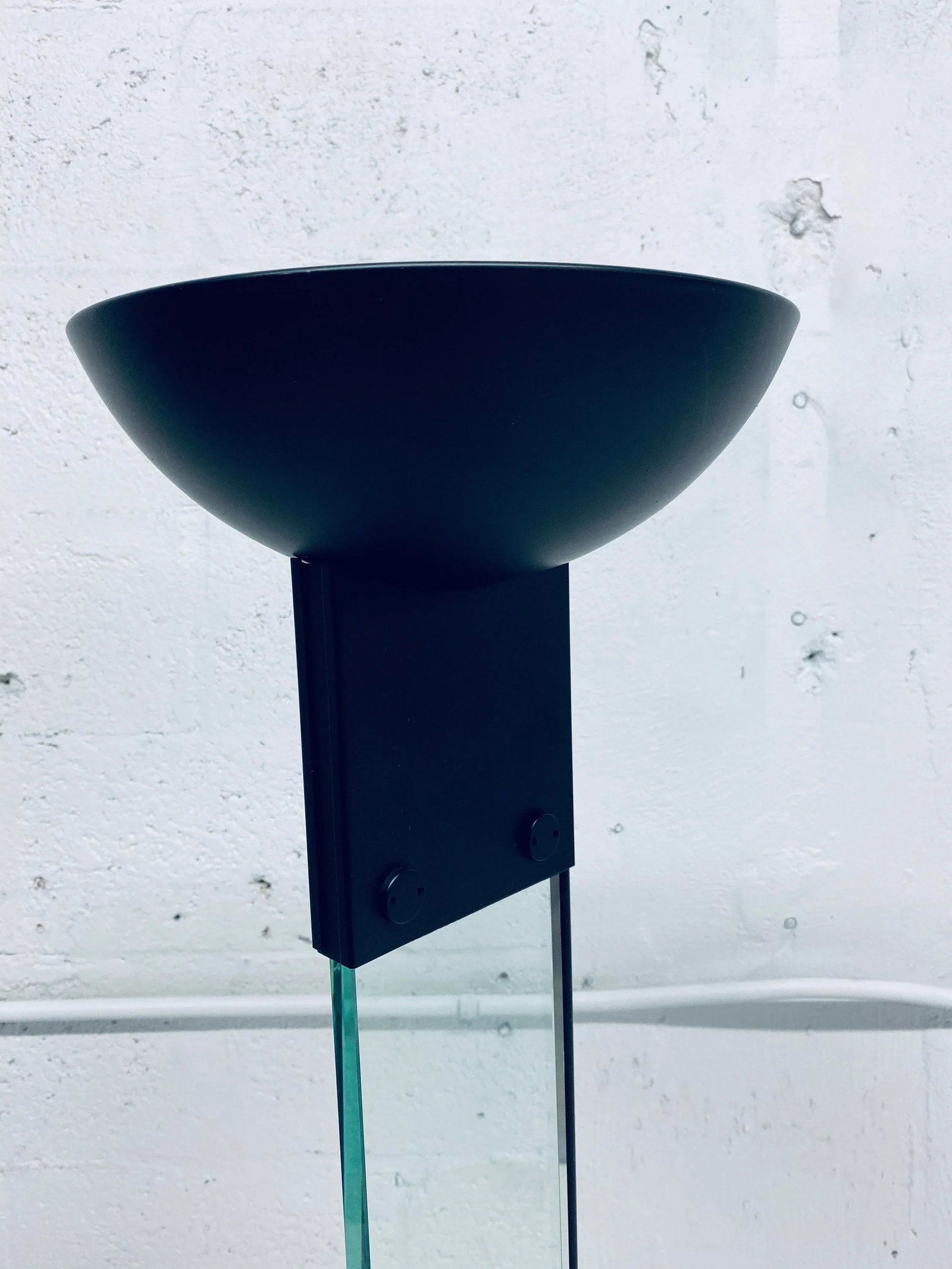 Vintage Black Steel and Glass Torchiere Floor Lamp - 6