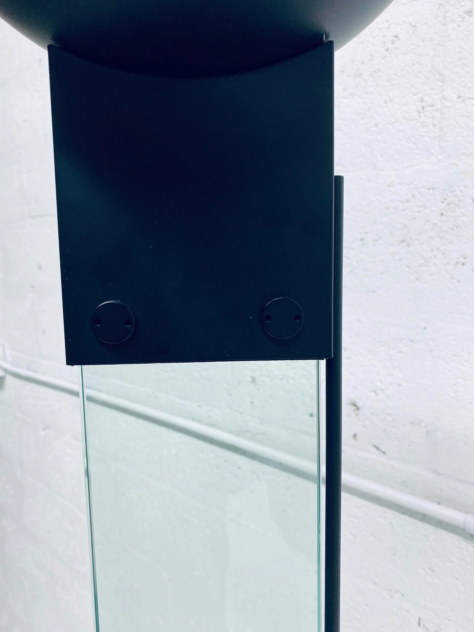 Vintage Black Steel and Glass Torchiere Floor Lamp - 9