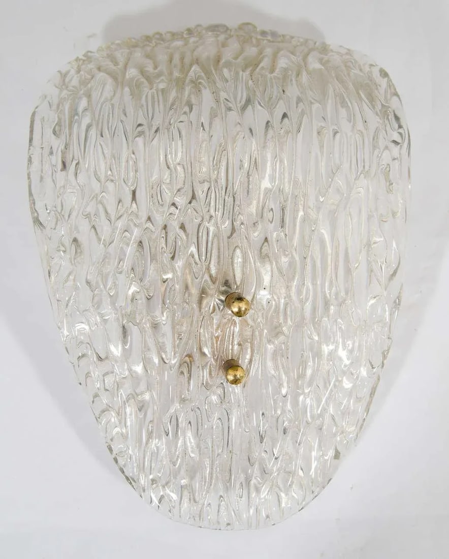 Scandinavian Modern Glass and Brass Wall Sconce - 2