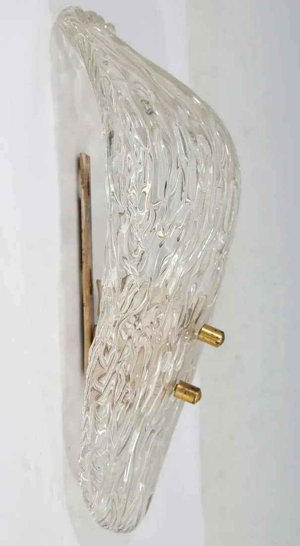 Scandinavian Modern Glass and Brass Wall Sconce - 3