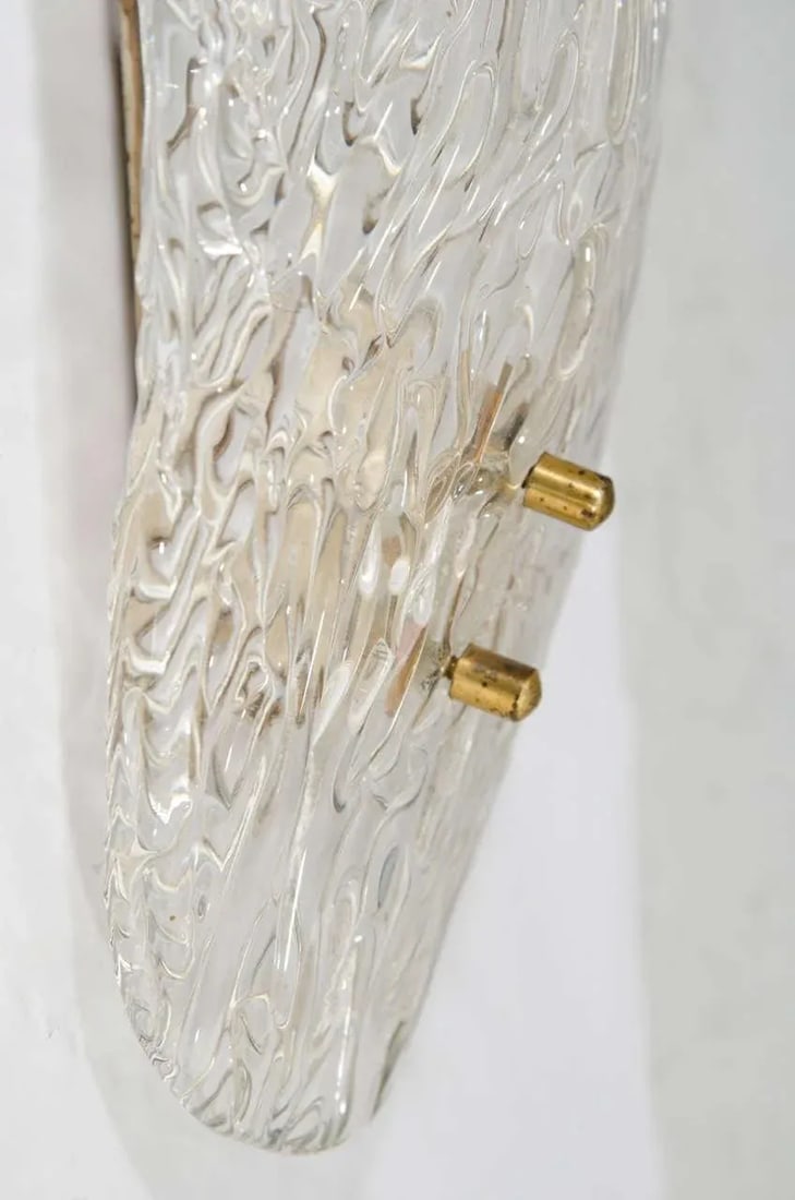 Scandinavian Modern Glass and Brass Wall Sconce - 4