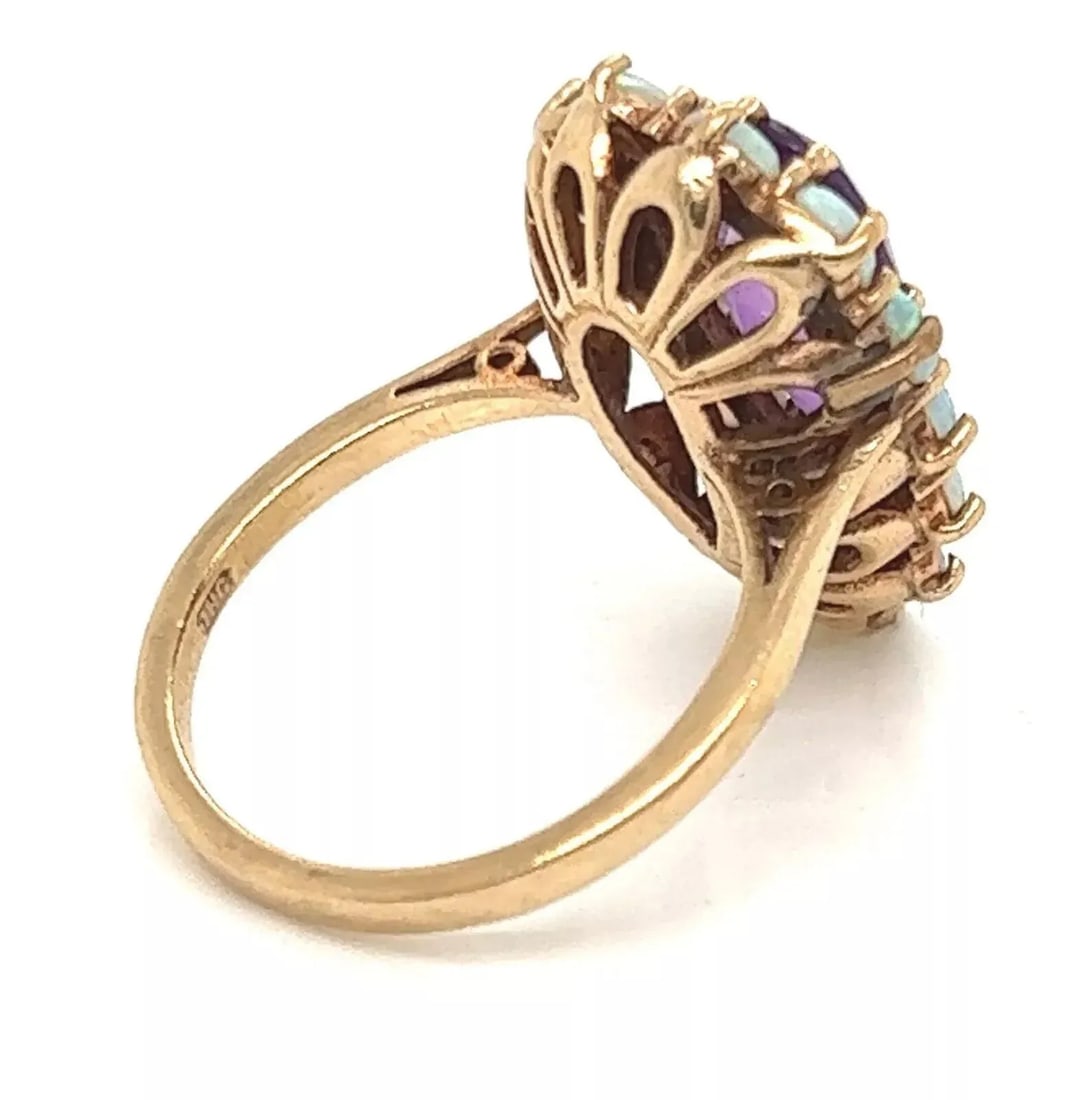 Amethyst & Opal Pear Shape 9k Yellow Gold European Ring - 3
