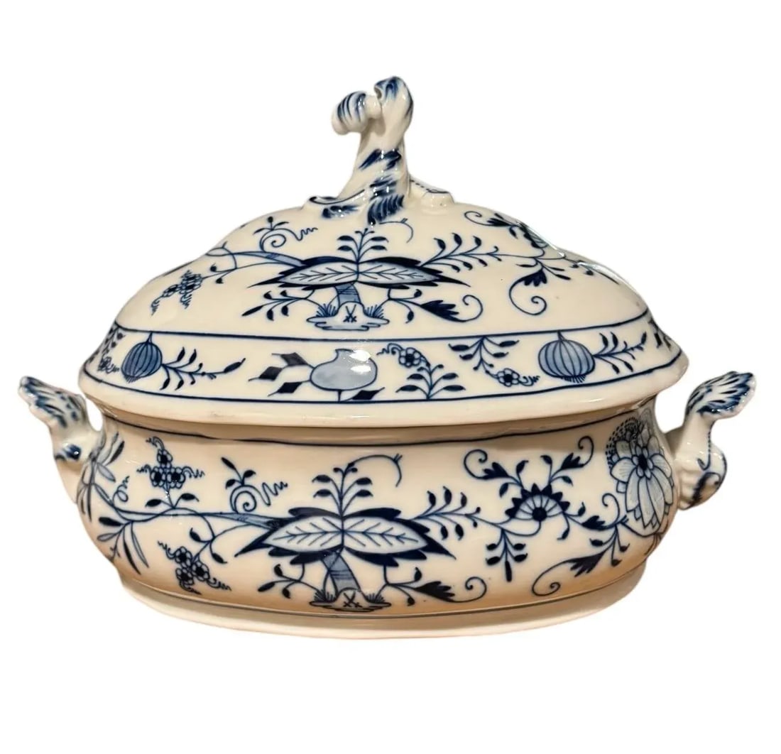 Antique Meissen Blue Onion Soup Tureen - 9
