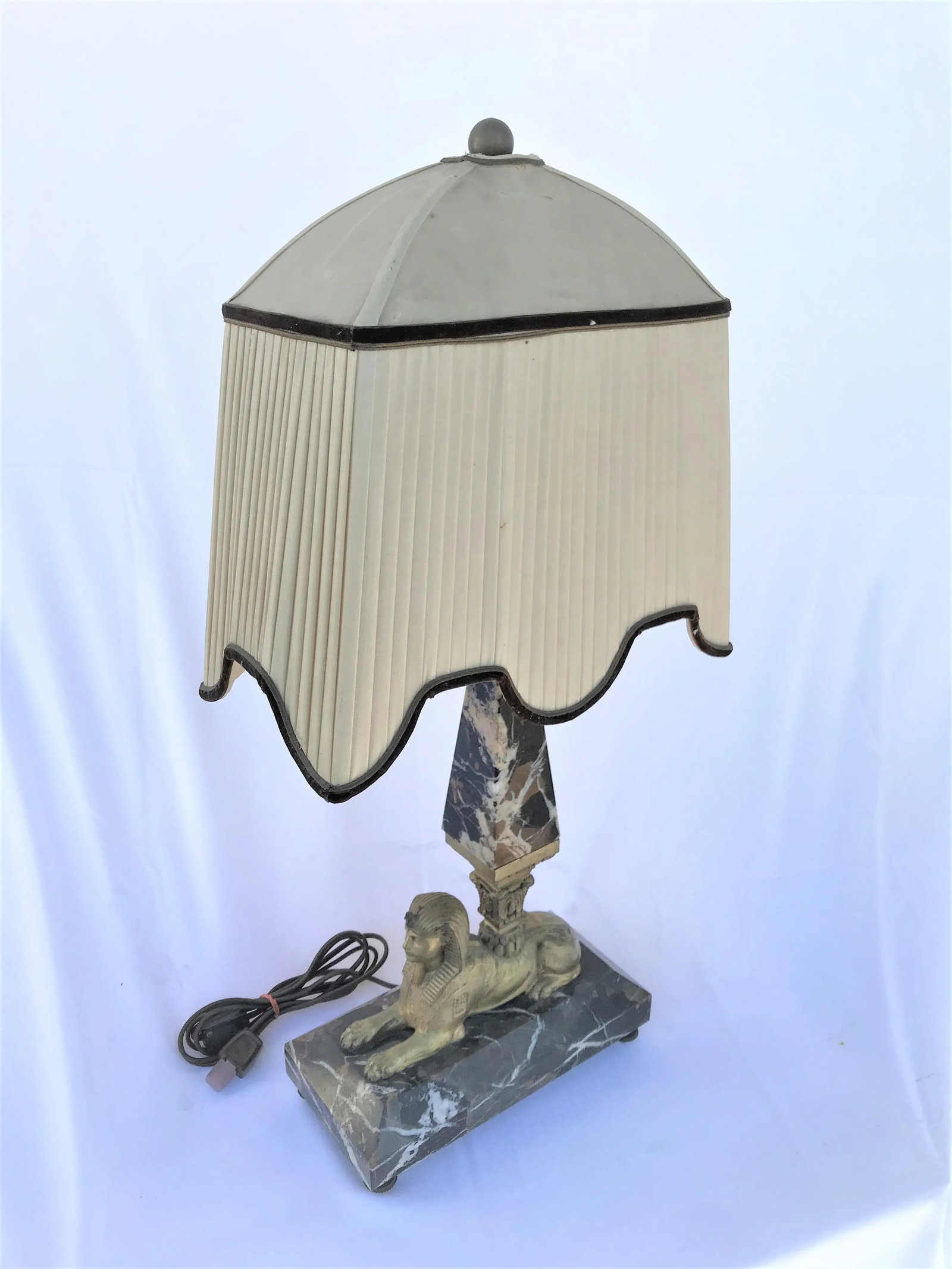 Art Deco Lamp - Original Shade and Original Marble Base - 8