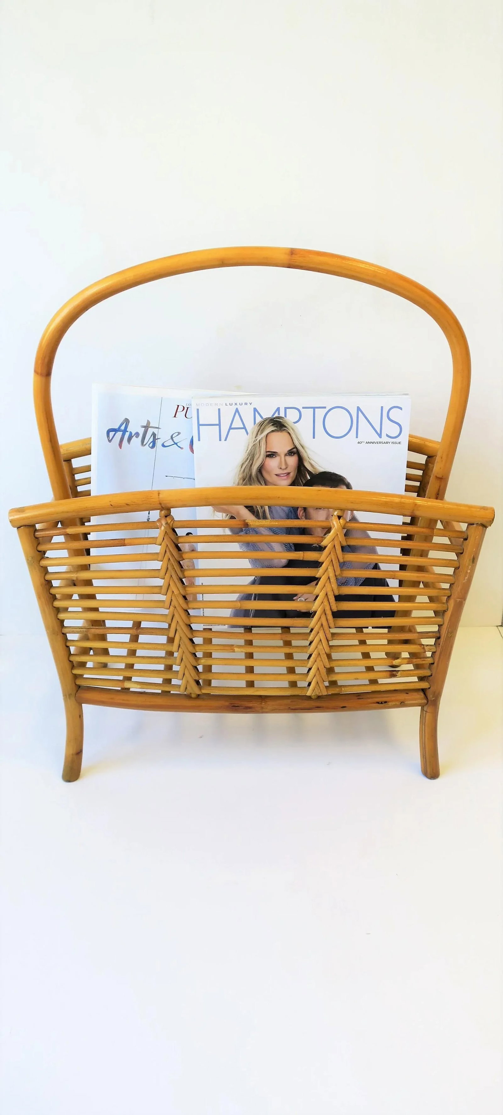 Wicker Rattan Bamboo Magazine Rack or Holder, Circa 1970s - 10