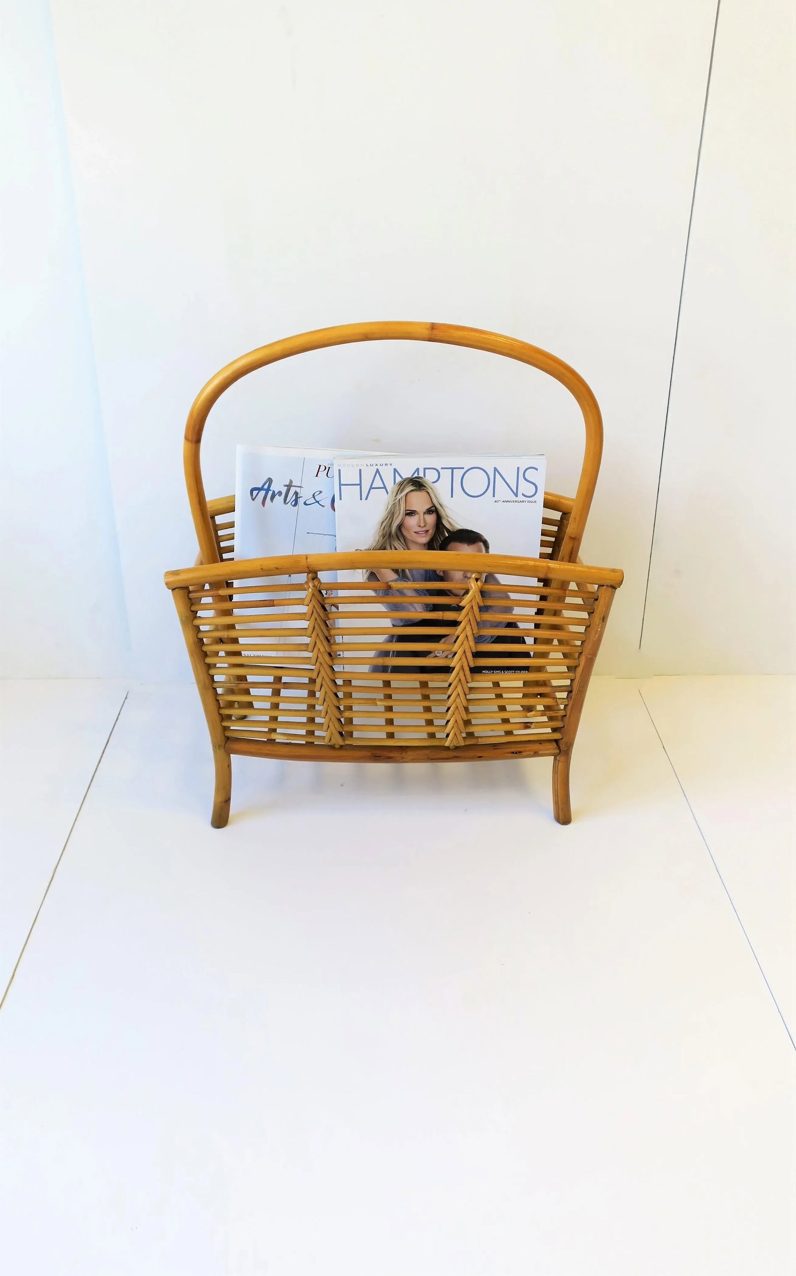Wicker Rattan Bamboo Magazine Rack or Holder, Circa 1970s - 11