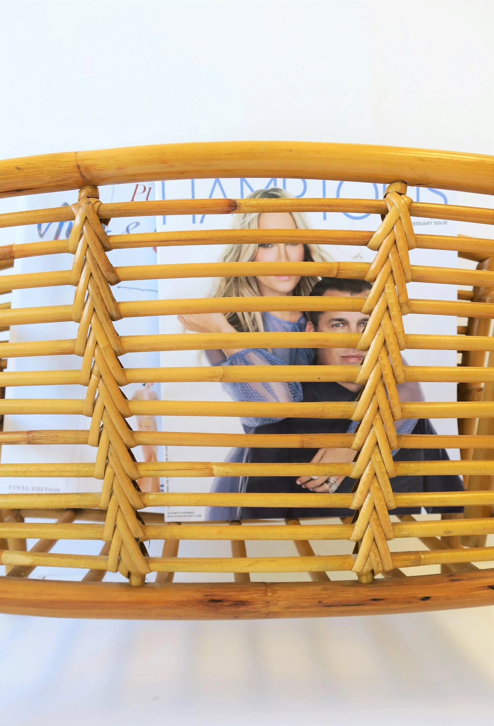 Wicker Rattan Bamboo Magazine Rack or Holder, Circa 1970s - 12