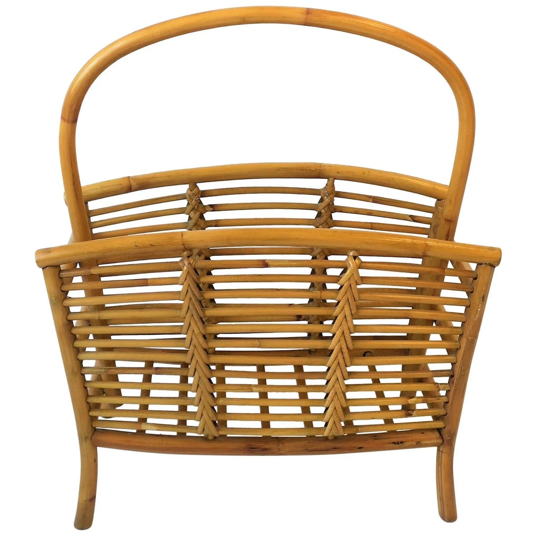 Wicker Rattan Bamboo Magazine Rack or Holder, Circa 1970s - 13