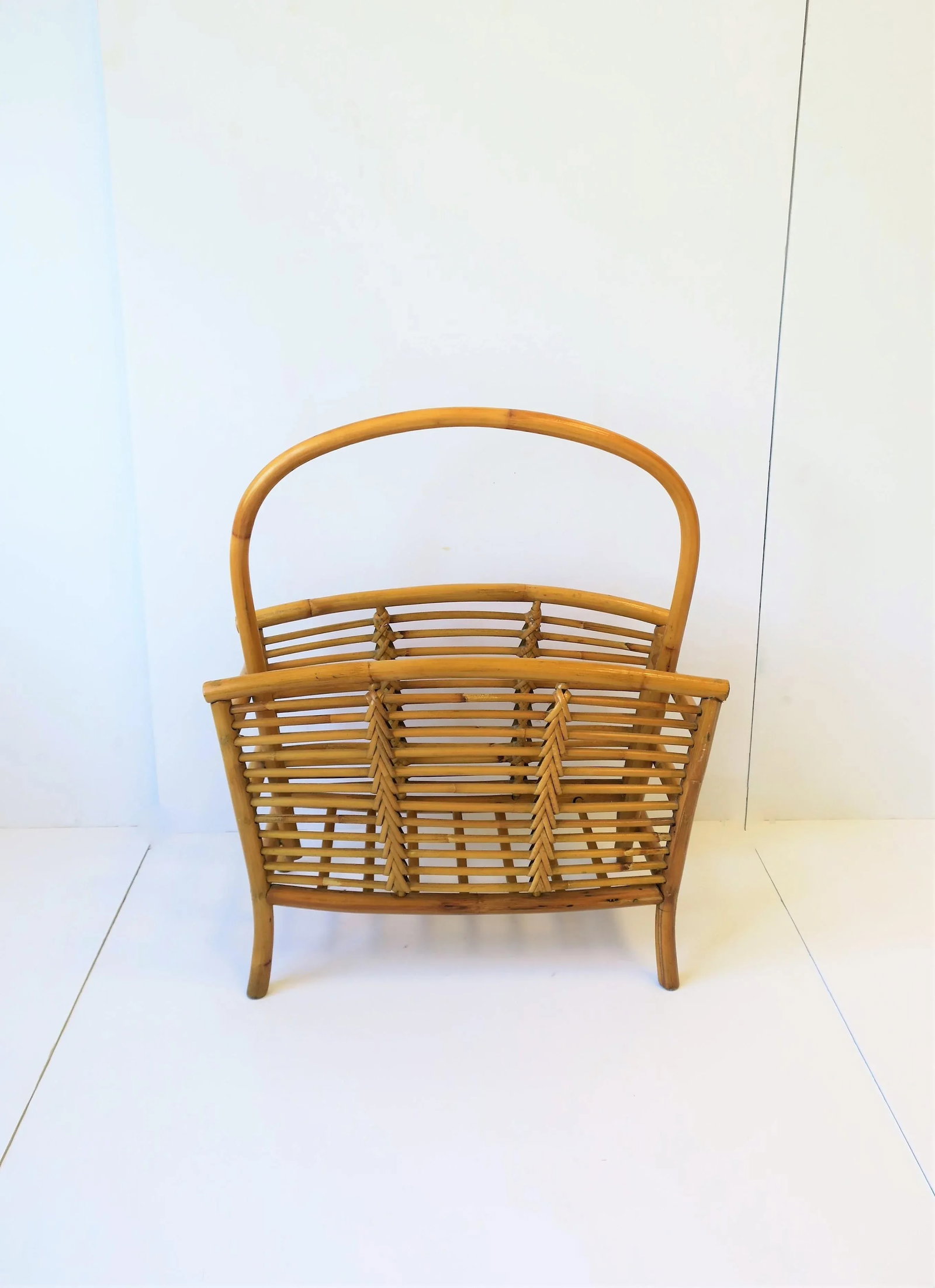 Wicker Rattan Bamboo Magazine Rack or Holder, Circa 1970s - 2