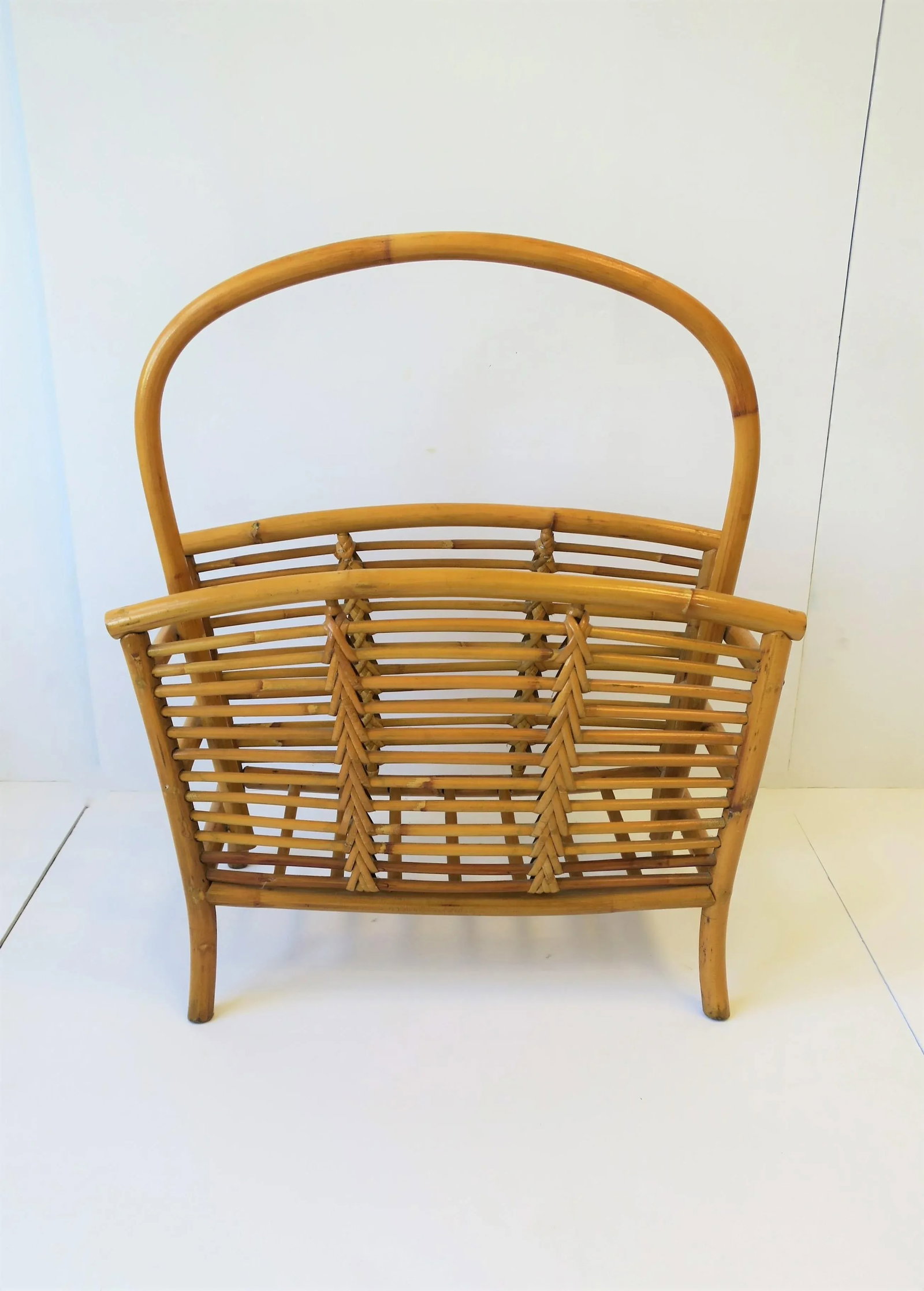 Wicker Rattan Bamboo Magazine Rack or Holder, Circa 1970s - 3