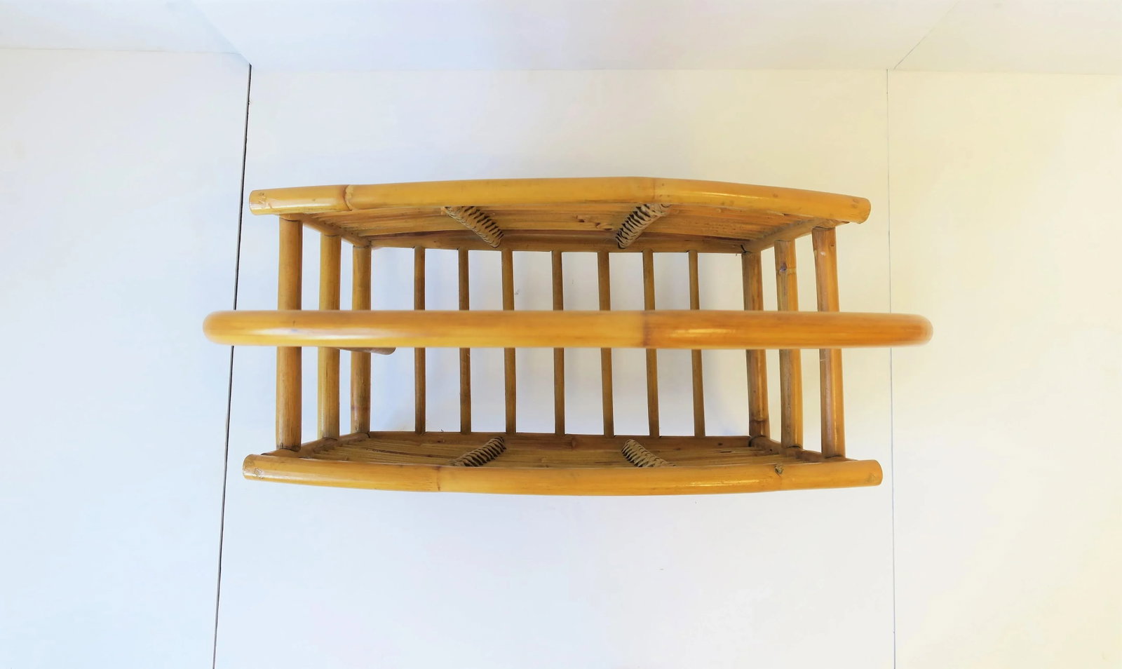 Wicker Rattan Bamboo Magazine Rack or Holder, Circa 1970s - 5