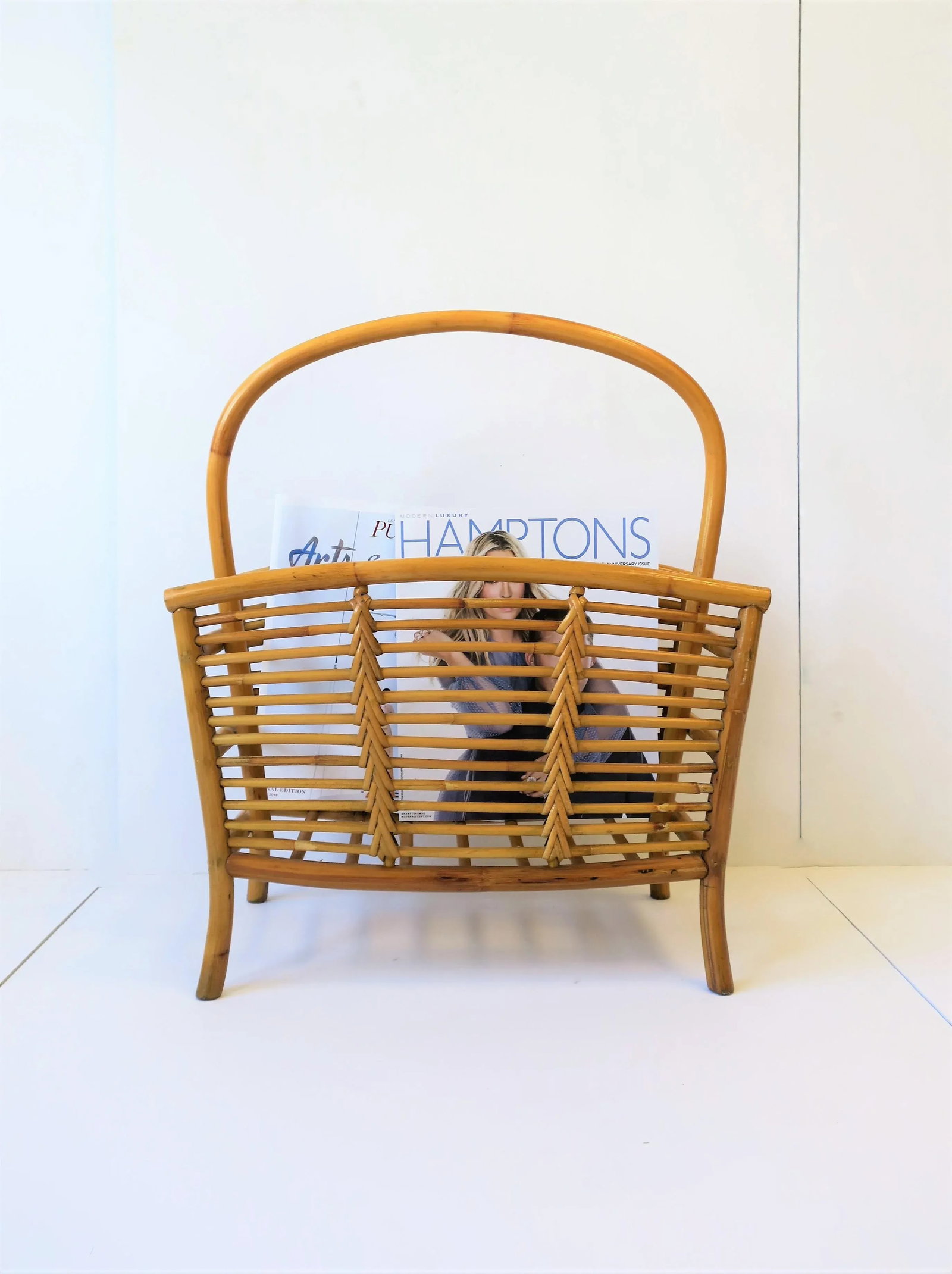 Wicker Rattan Bamboo Magazine Rack or Holder, Circa 1970s - 8