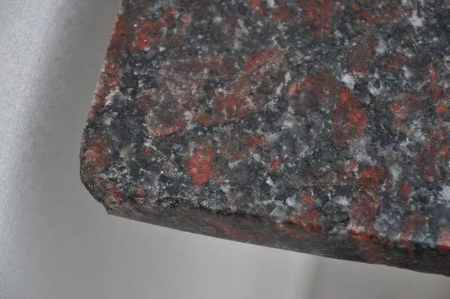 Molla Black Painted Aluminum and Red Granite Console Table - 4