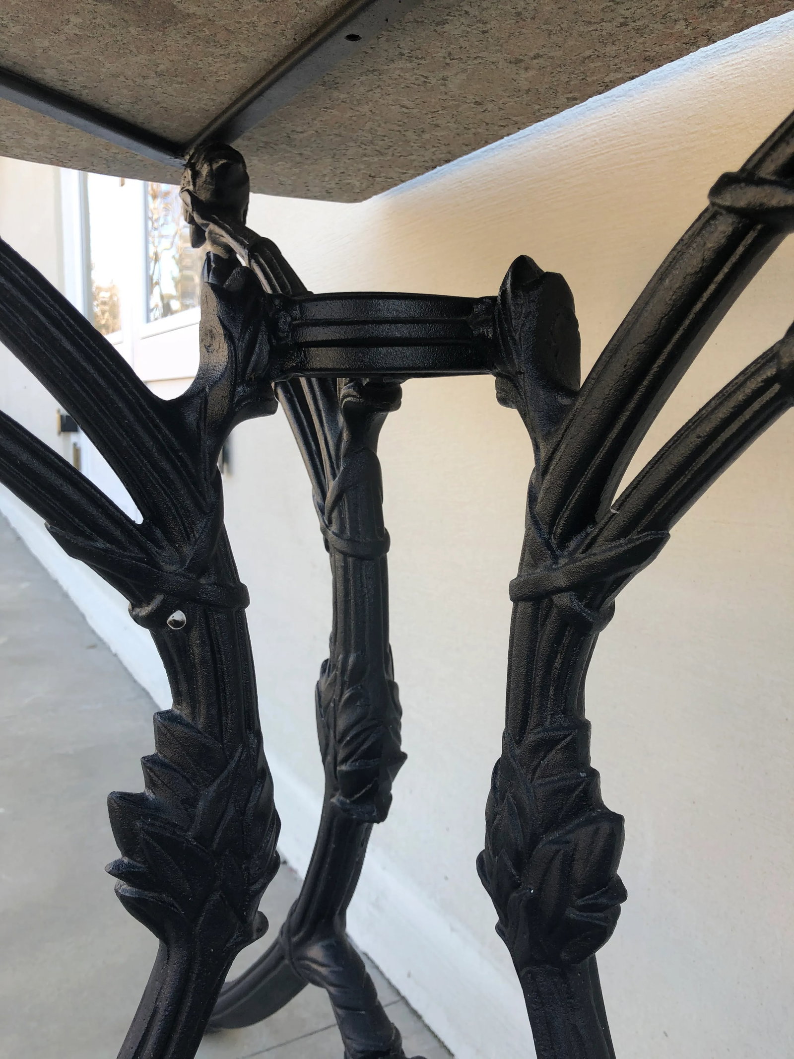 Molla Black Painted Aluminum and Red Granite Console Table - 5