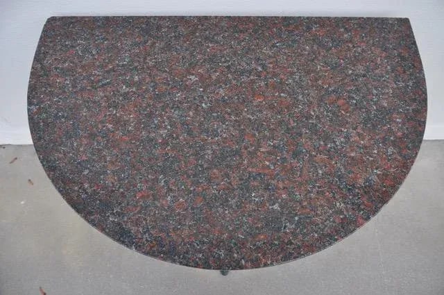 Molla Black Painted Aluminum and Red Granite Console Table - 6