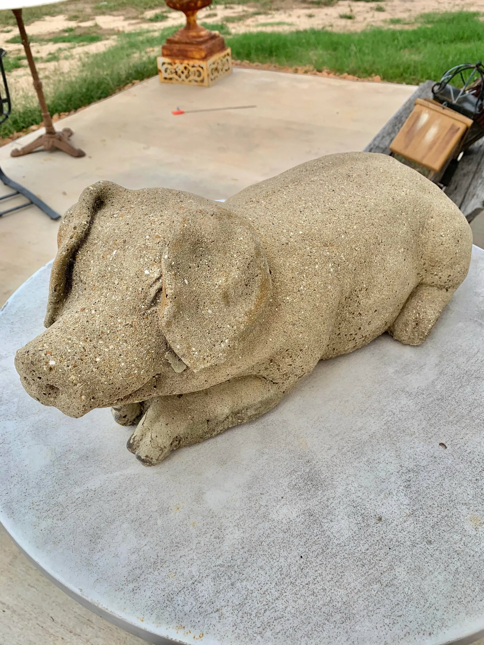 20th Century Vintage Concrete Garden Pig Statue - 10