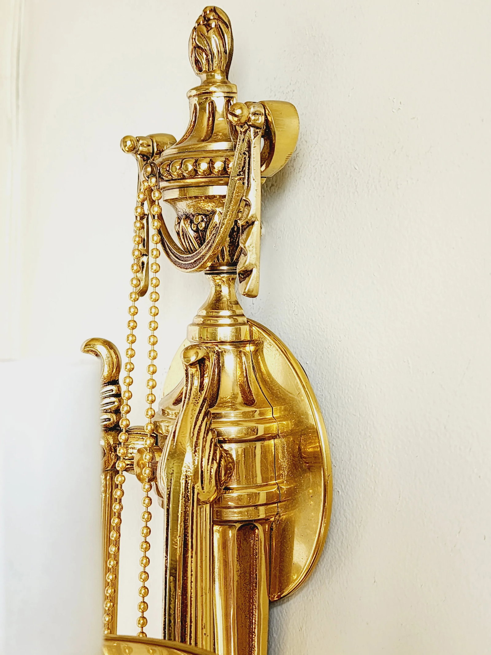 French Louis XVI Style Brass Wall Sconces-A Pair - 8