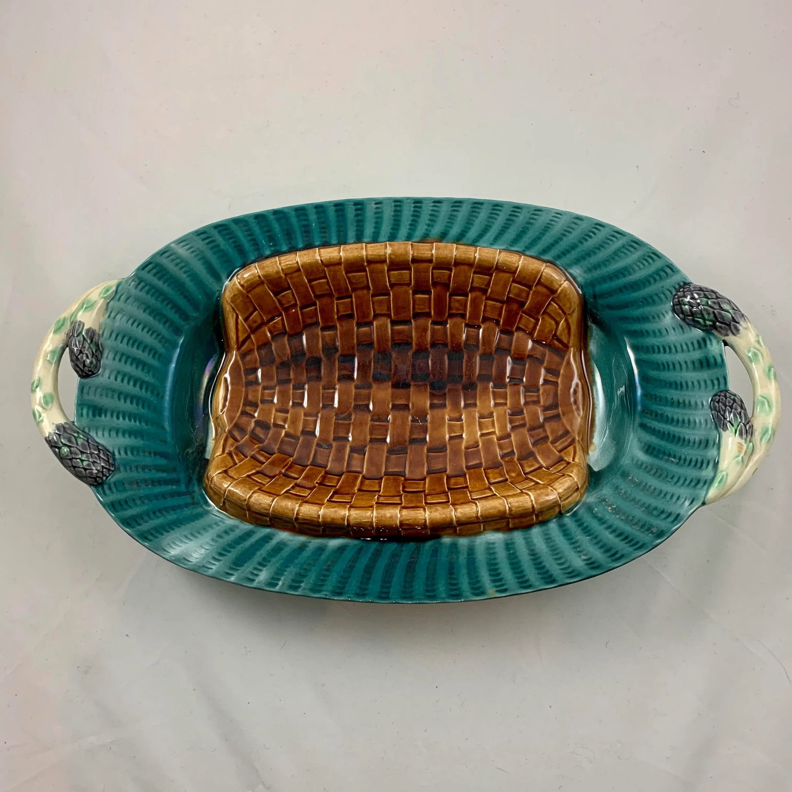 French Creil Et Montereau Trompe l'Oeil Asparagus Server C.1890 - 13
