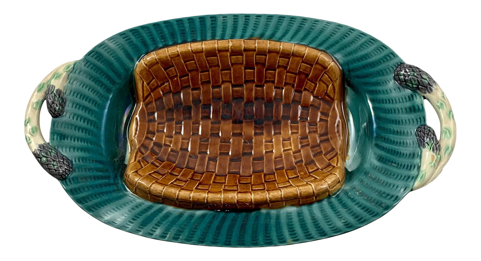 French Creil Et Montereau Trompe l'Oeil Asparagus Server C.1890 (1 of 13)