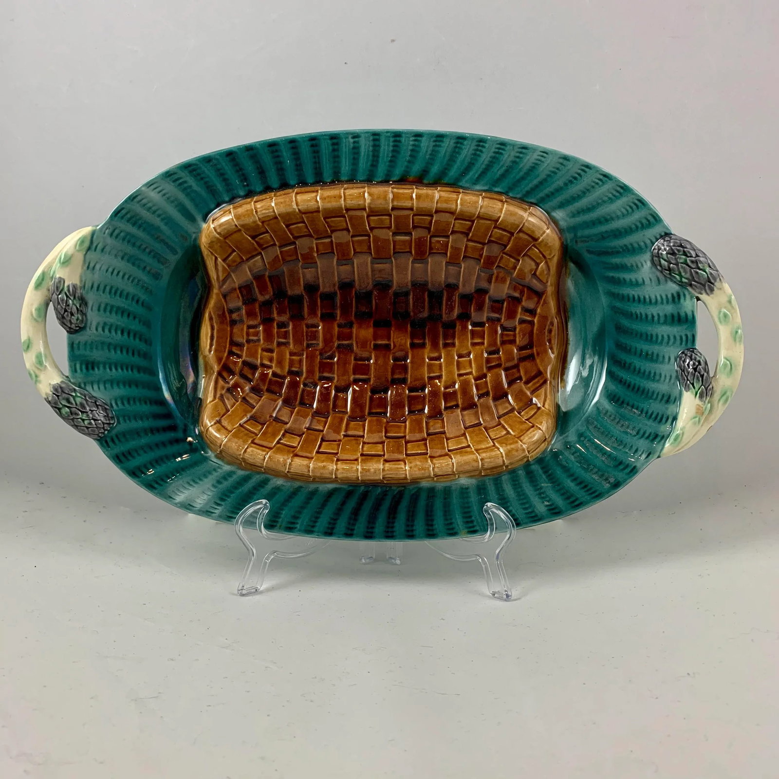 French Creil Et Montereau Trompe l'Oeil Asparagus Server C.1890 - 3