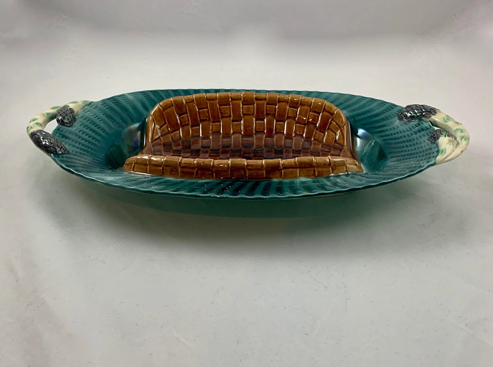 French Creil Et Montereau Trompe l'Oeil Asparagus Server C.1890 - 4