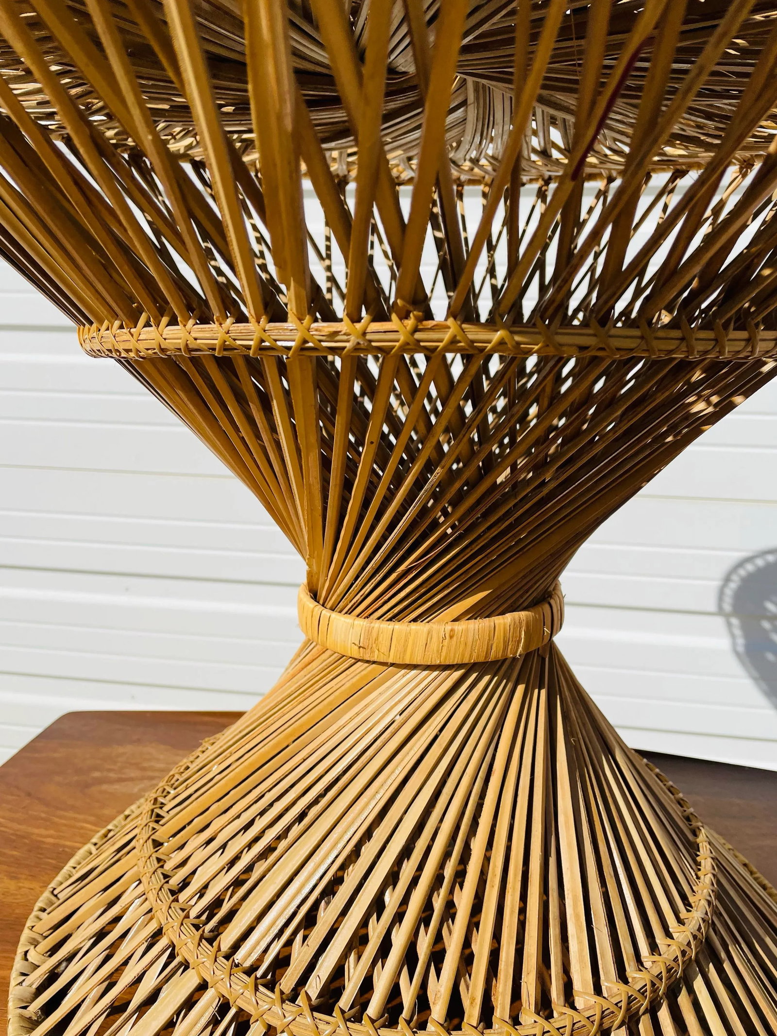 Vintage 1970s Spun Wicker Rattan Table - 11