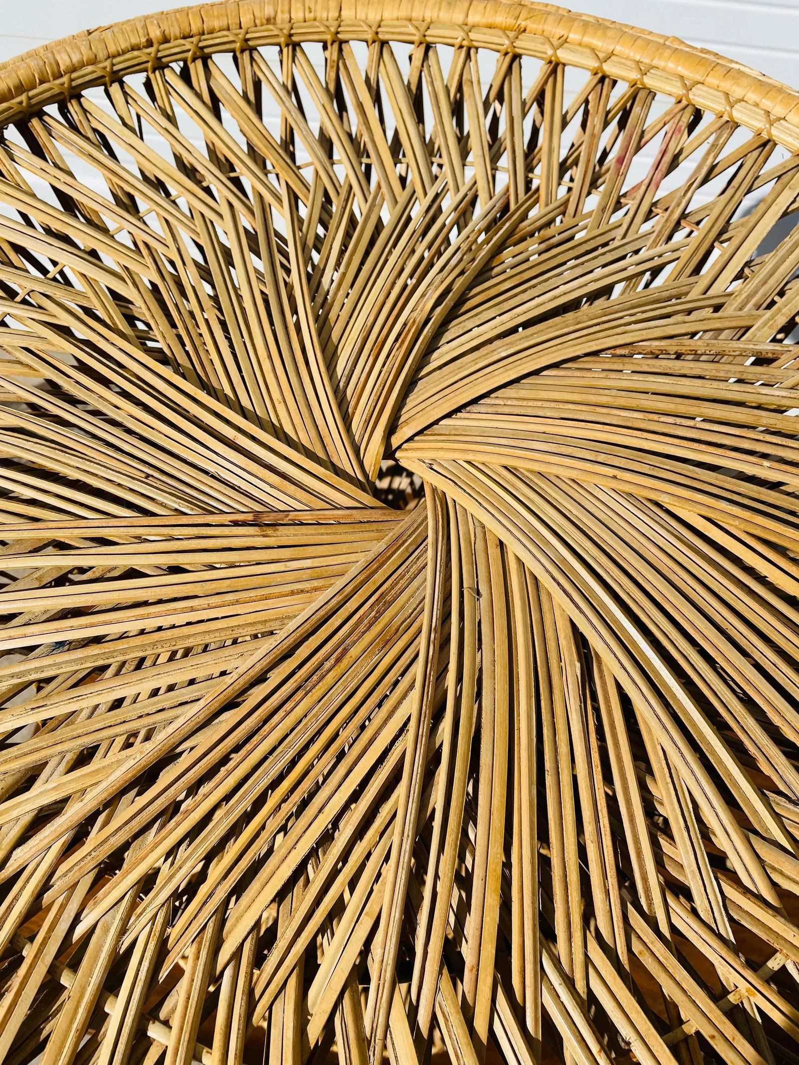 Vintage 1970s Spun Wicker Rattan Table - 5