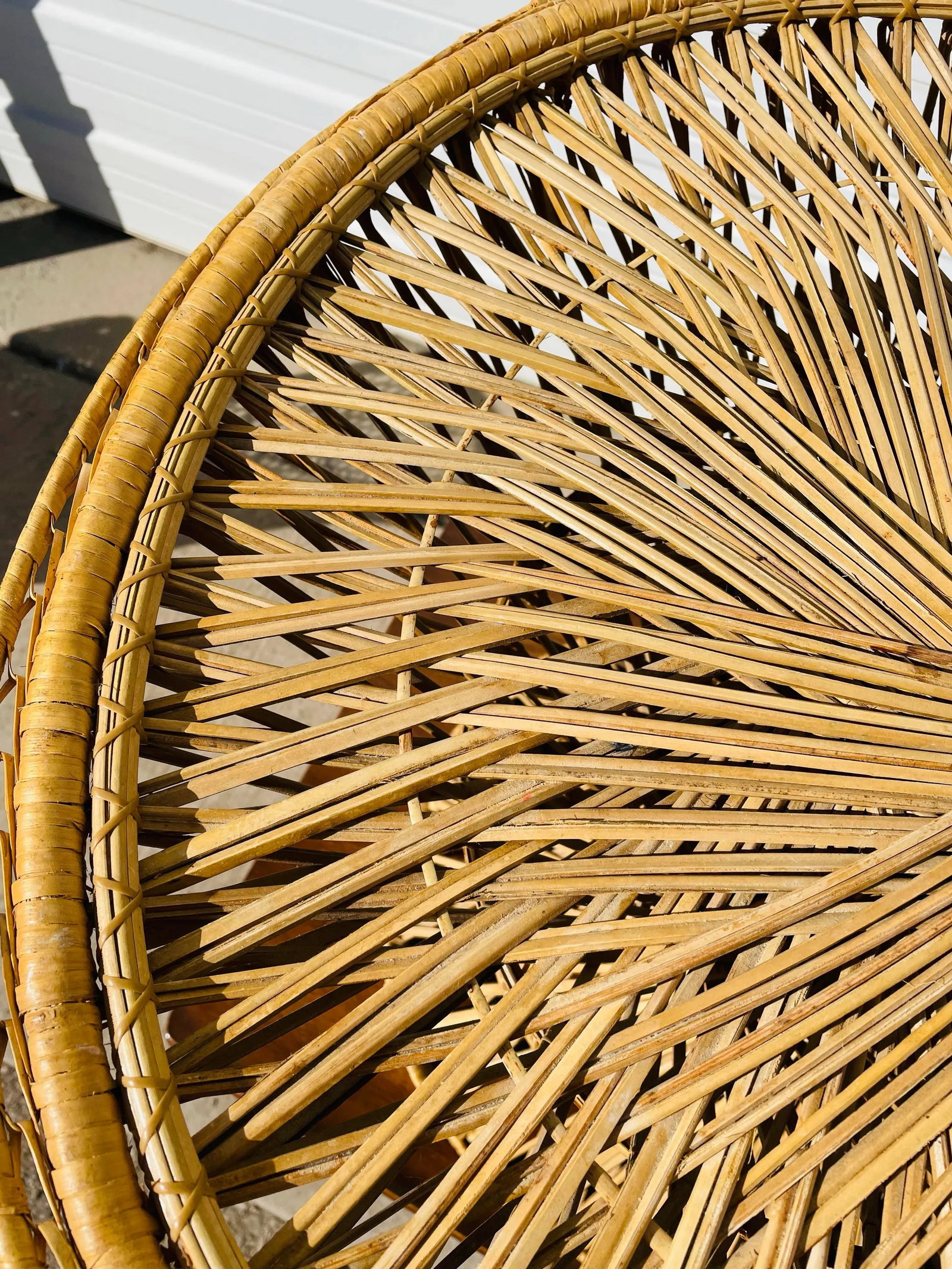 Vintage 1970s Spun Wicker Rattan Table - 6