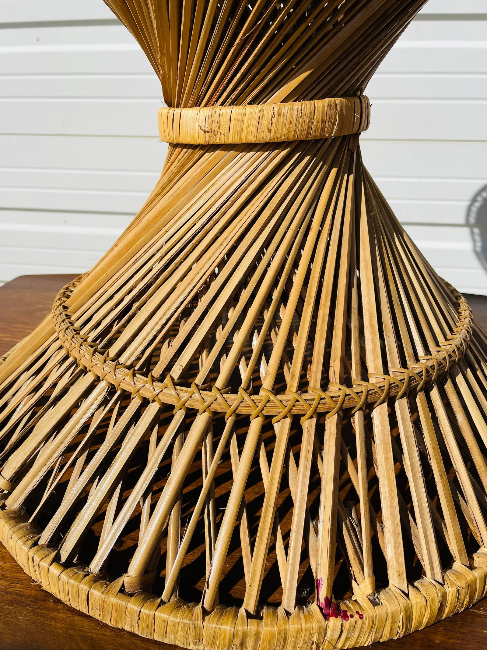 Vintage 1970s Spun Wicker Rattan Table - 8